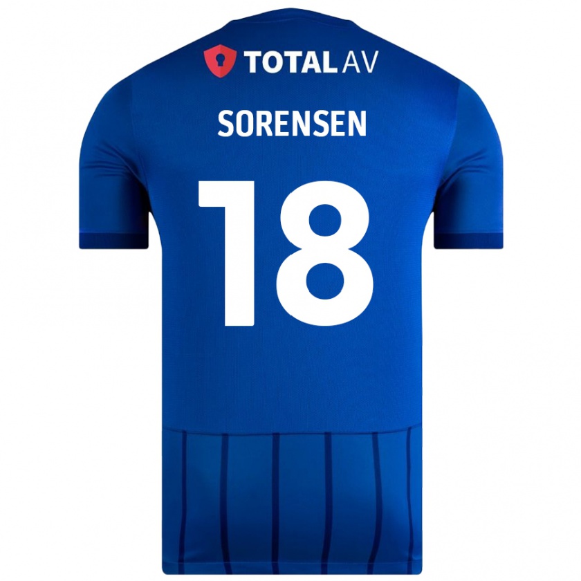 Kandiny Herren Elias Sørensen #18 Blau Heimtrikot Trikot 2024/25 T-Shirt