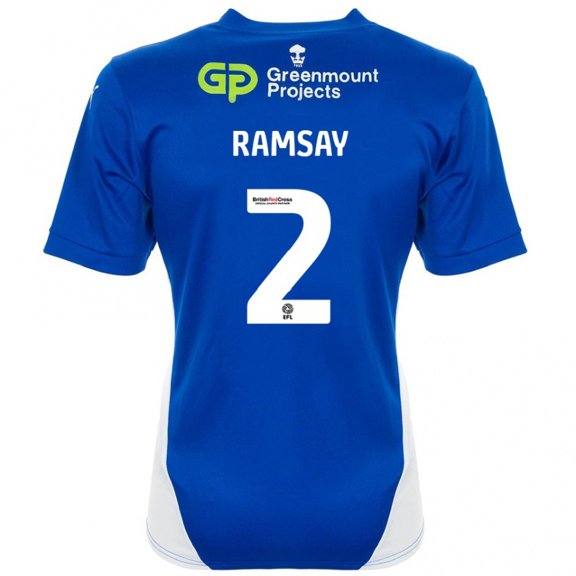 Kandiny Herren Calvin Ramsay #2 Blau Weiß Heimtrikot Trikot 2024/25 T-Shirt