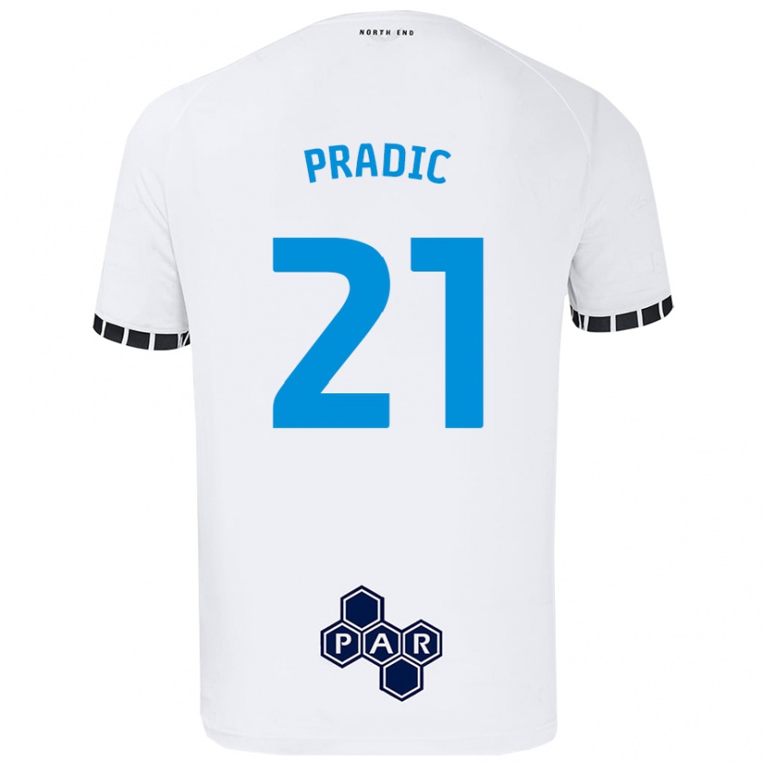 Kandiny Herren James Pradic #21 Weiß Heimtrikot Trikot 2024/25 T-Shirt