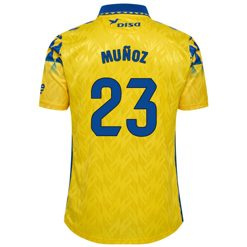 Kandiny Herren Álex Muñoz #23 Gelb Blau Heimtrikot Trikot 2024/25 T-Shirt