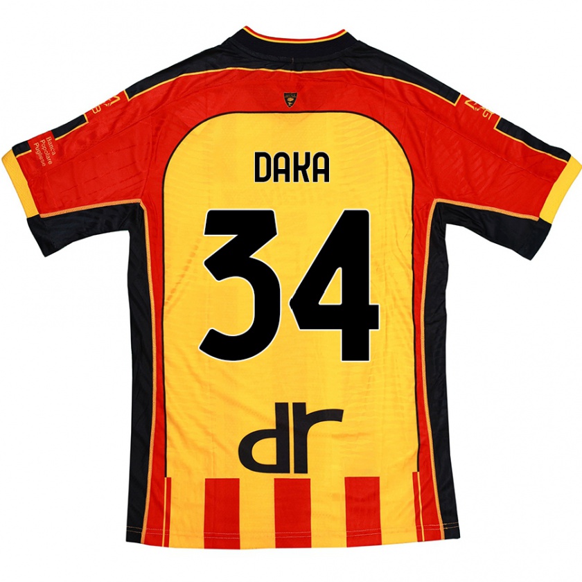 Kandiny Herren Dario Daka #34 Gelb Rot Heimtrikot Trikot 2024/25 T-Shirt