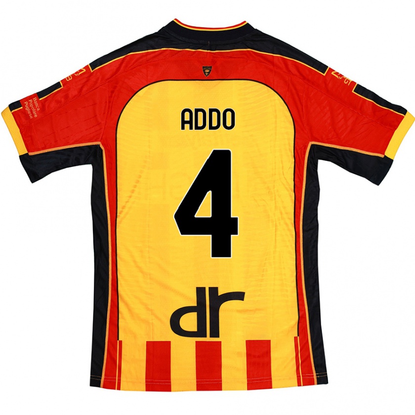 Kandiny Herren Vernon Addo #4 Gelb Rot Heimtrikot Trikot 2024/25 T-Shirt