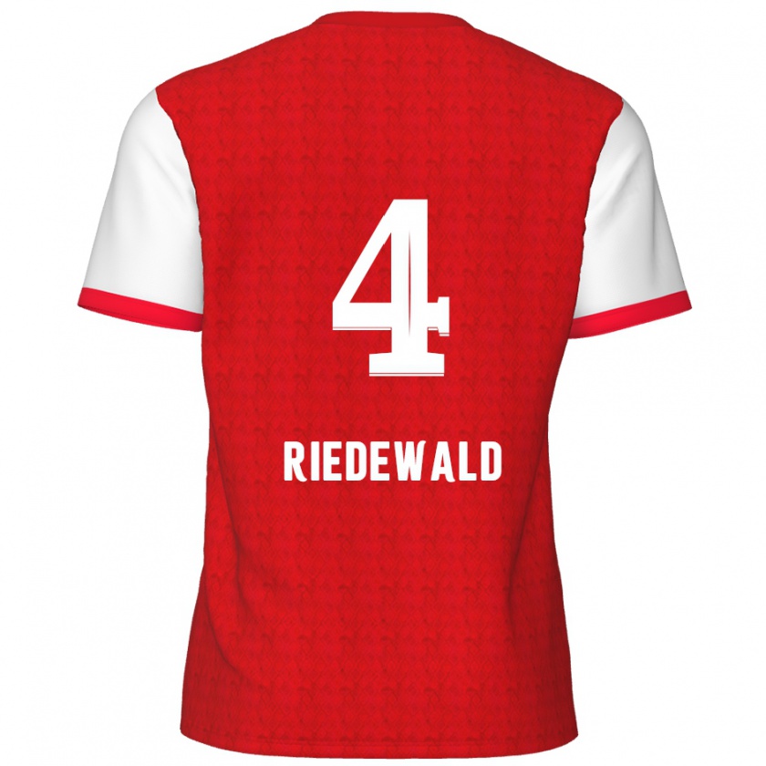 Kandiny Herren Jairo Riedewald #4 Rot Weiß Heimtrikot Trikot 2024/25 T-Shirt