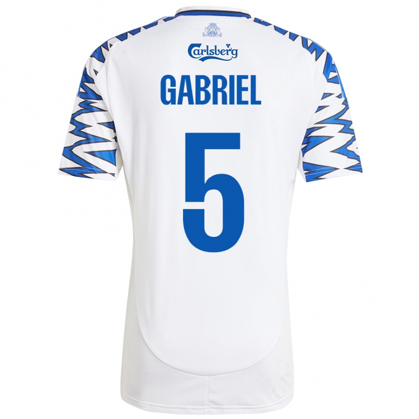 Kandiny Herren Gabriel Pereira #5 Weiß Himmelblau Heimtrikot Trikot 2024/25 T-Shirt