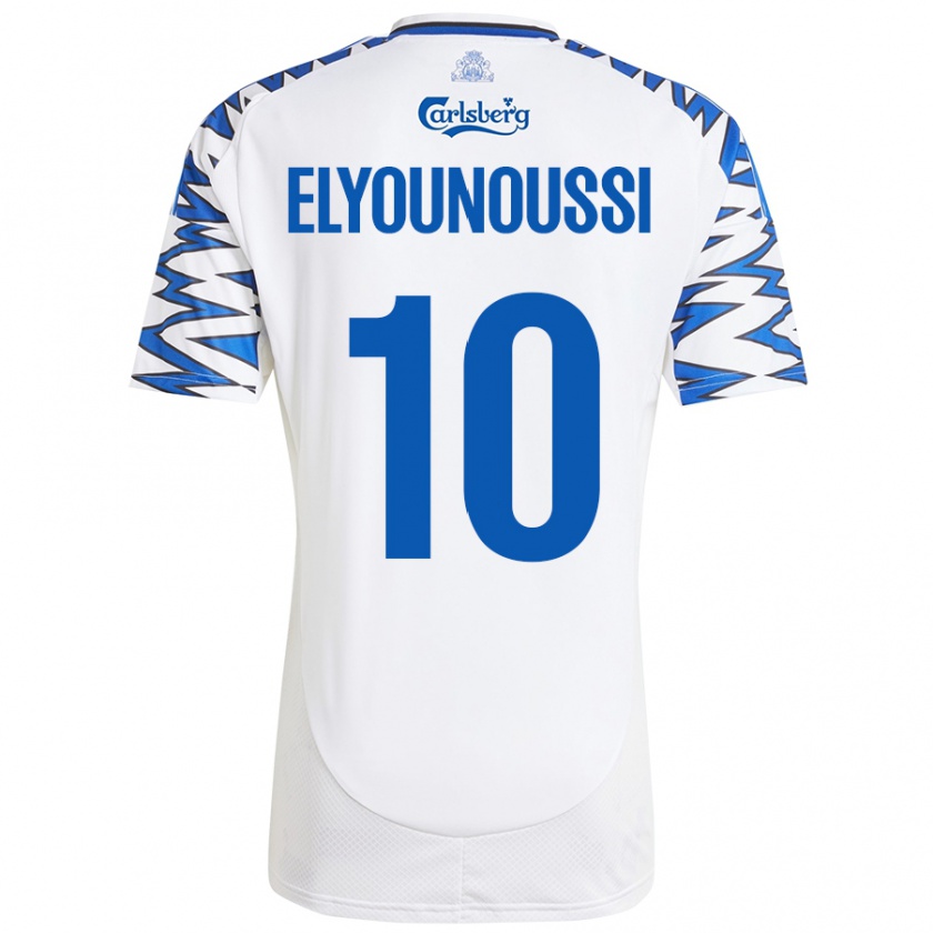 Kandiny Herren Mohamed Elyounoussi #10 Weiß Himmelblau Heimtrikot Trikot 2024/25 T-Shirt