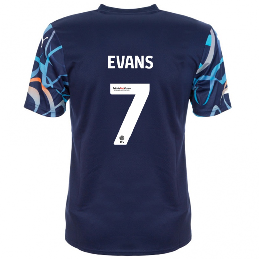 Kandiny Herren Lee Evans #7 Marineblau Auswärtstrikot Trikot 2024/25 T-Shirt