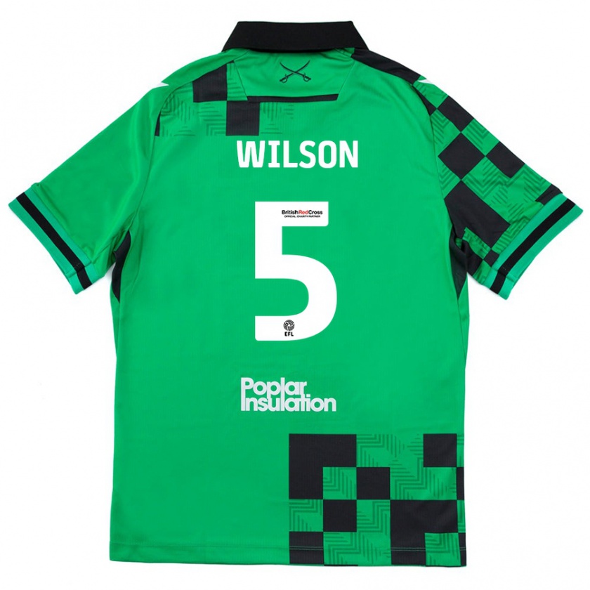 Kandiny Herren James Wilson #5 Grün Schwarz Auswärtstrikot Trikot 2024/25 T-Shirt