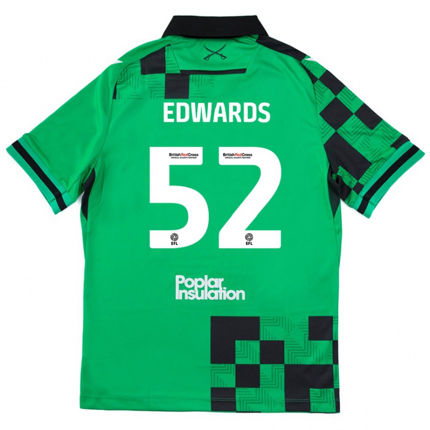 Kandiny Herren Max Edwards #52 Grün Schwarz Auswärtstrikot Trikot 2024/25 T-Shirt