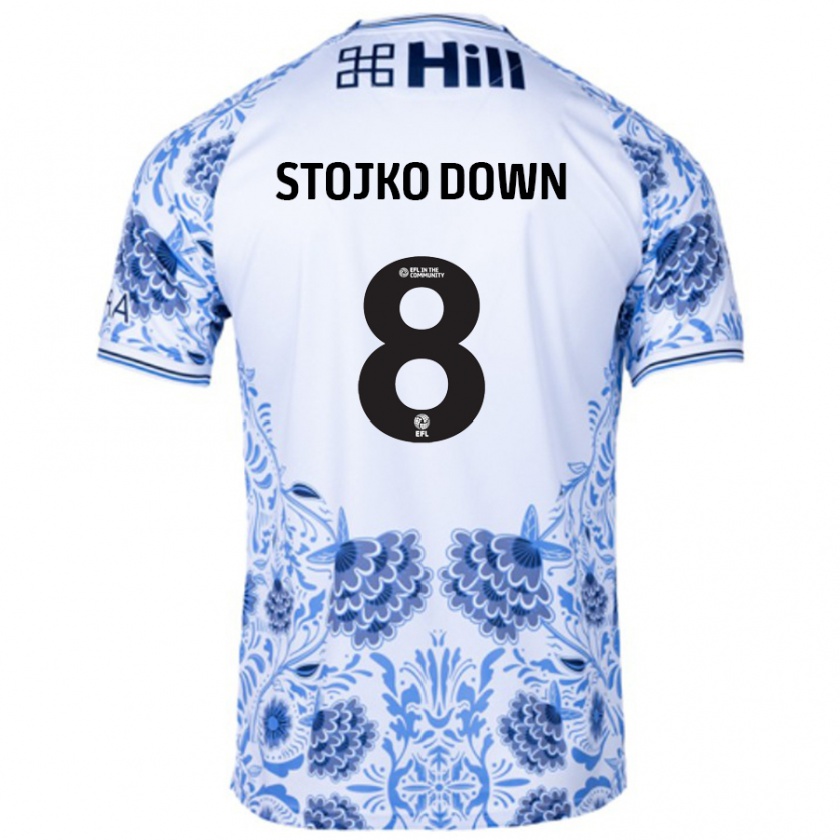 Kandiny Herren Alysha Stojko-Down #8 Weiß Blau Auswärtstrikot Trikot 2024/25 T-Shirt