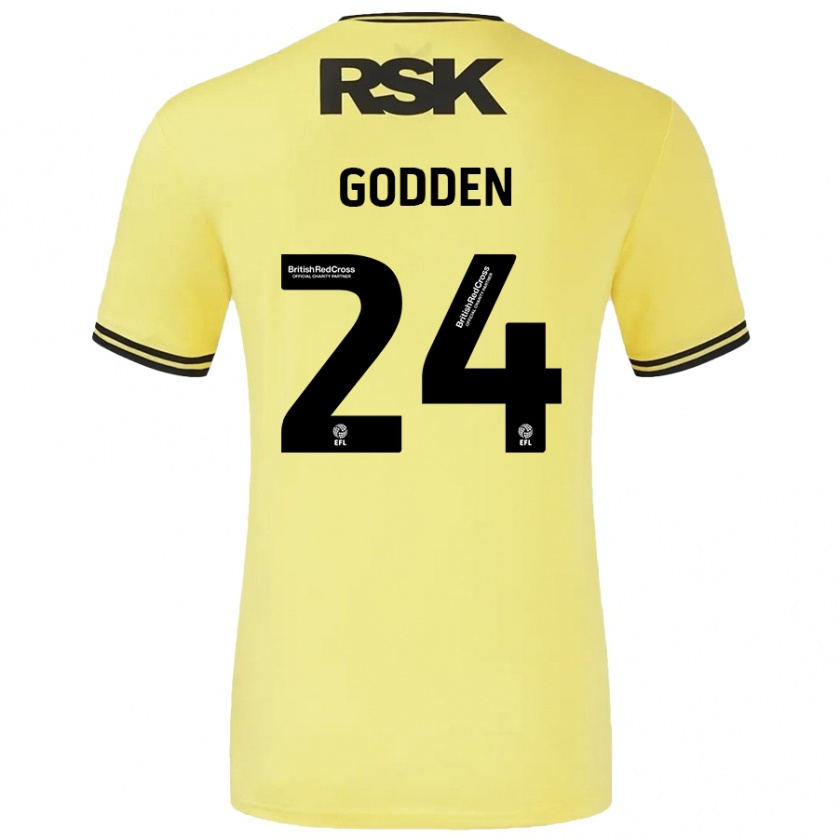 Kandiny Herren Matty Godden #24 Gelb Schwarz Auswärtstrikot Trikot 2024/25 T-Shirt