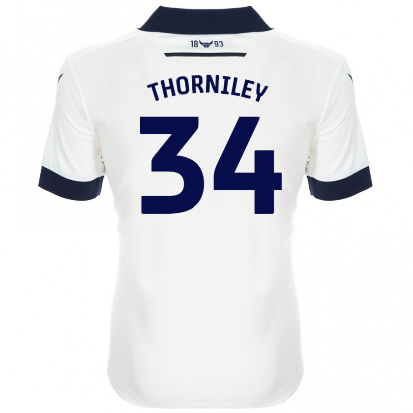 Kandiny Herren Jordan Thorniley #34 Weiß Marineblau Auswärtstrikot Trikot 2024/25 T-Shirt