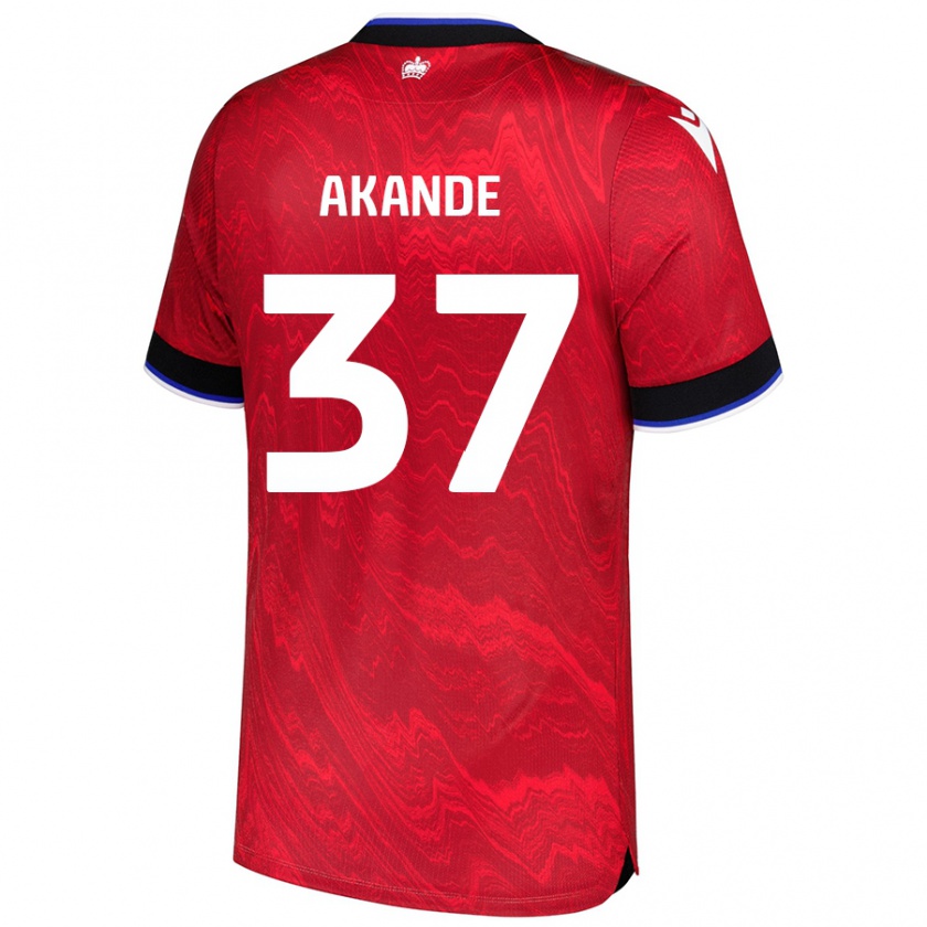 Kandiny Herren Adrian Akande #37 Rot Schwarz Auswärtstrikot Trikot 2024/25 T-Shirt