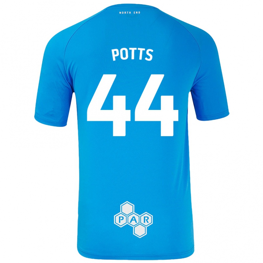 Kandiny Herren Brad Potts #44 Himmelblau Auswärtstrikot Trikot 2024/25 T-Shirt