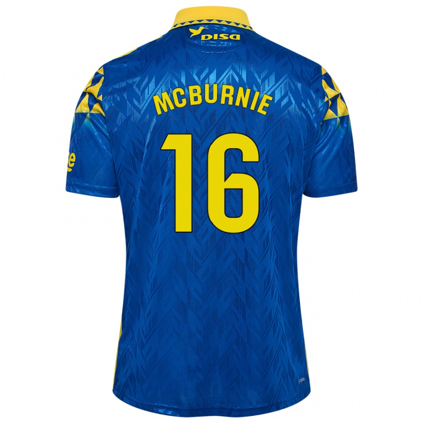 Kandiny Herren Oli Mcburnie #16 Blau Gelb Auswärtstrikot Trikot 2024/25 T-Shirt