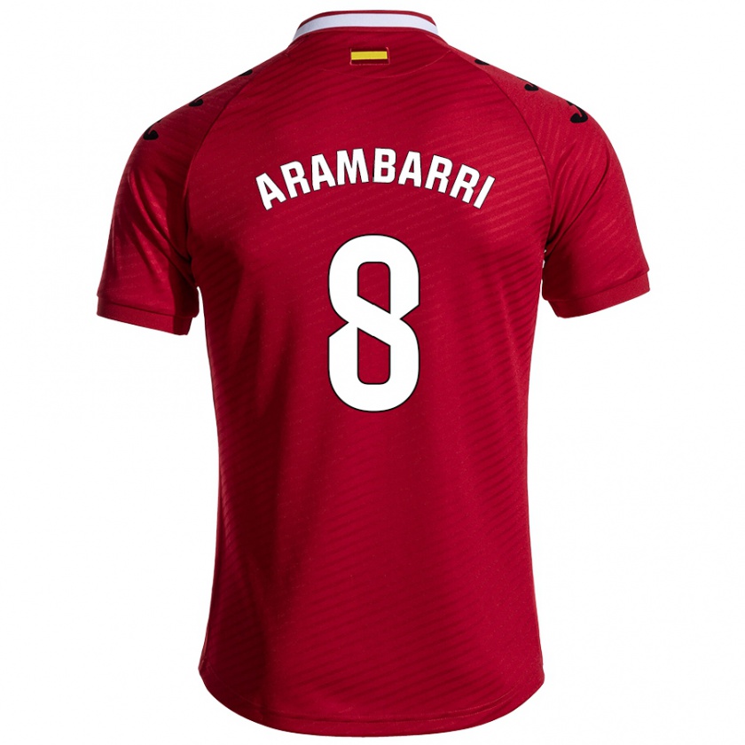 Kandiny Herren Mauro Arambarri #8 Dunkelrot Auswärtstrikot Trikot 2024/25 T-Shirt