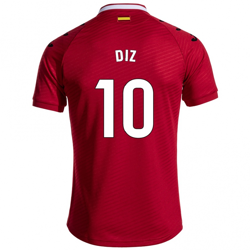 Kandiny Herren Rafa Diz #10 Dunkelrot Auswärtstrikot Trikot 2024/25 T-Shirt