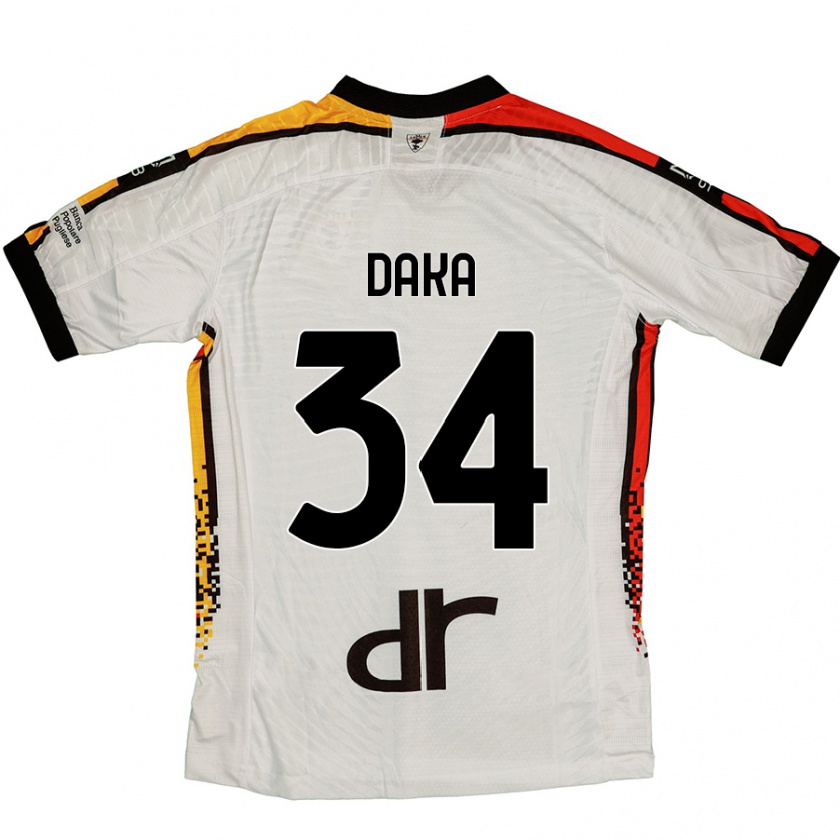 Kandiny Herren Dario Daka #34 Weiß Schwarz Auswärtstrikot Trikot 2024/25 T-Shirt