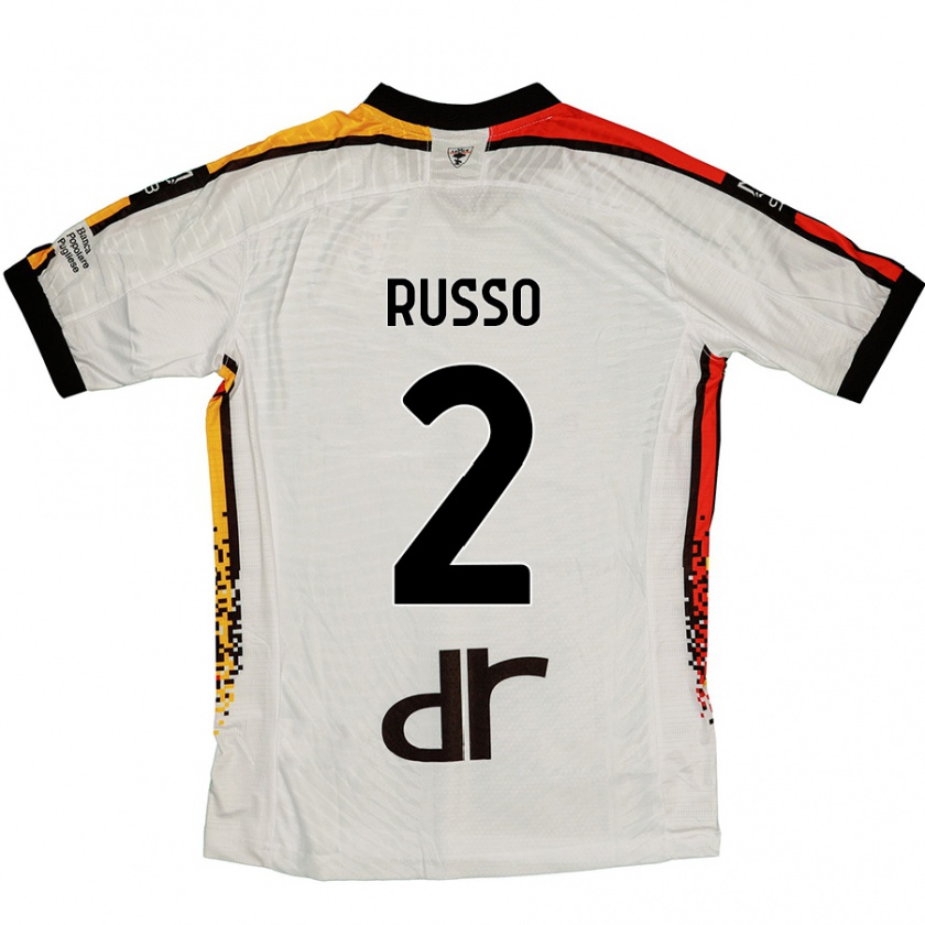 Kandiny Herren Luca Russo #2 Weiß Schwarz Auswärtstrikot Trikot 2024/25 T-Shirt