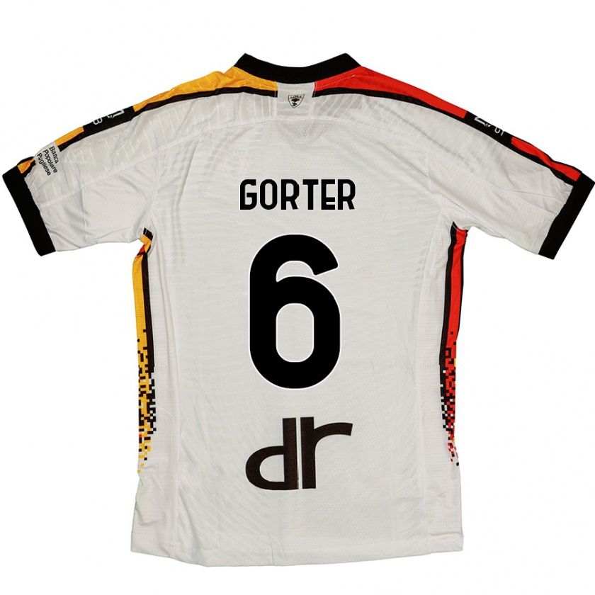 Kandiny Herren Olaf Gorter #6 Weiß Schwarz Auswärtstrikot Trikot 2024/25 T-Shirt