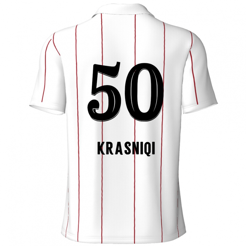 Kandiny Herren Laurit Krasniqi #50 Weiß Schwarz Auswärtstrikot Trikot 2024/25 T-Shirt