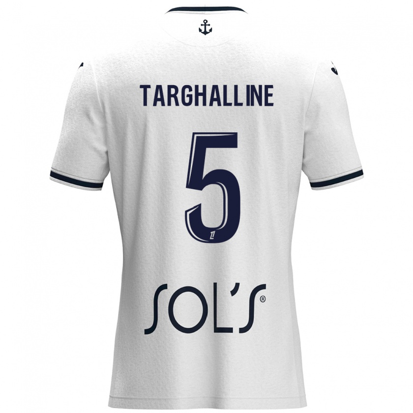 Kandiny Herren Oussama Targhalline #5 Weiß Dunkelblau Auswärtstrikot Trikot 2024/25 T-Shirt