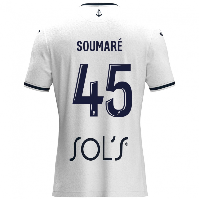 Kandiny Herren Issa Soumaré #45 Weiß Dunkelblau Auswärtstrikot Trikot 2024/25 T-Shirt