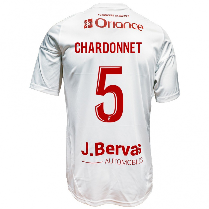 Kandiny Herren Brendan Chardonnet #5 Weiß Rot Auswärtstrikot Trikot 2024/25 T-Shirt