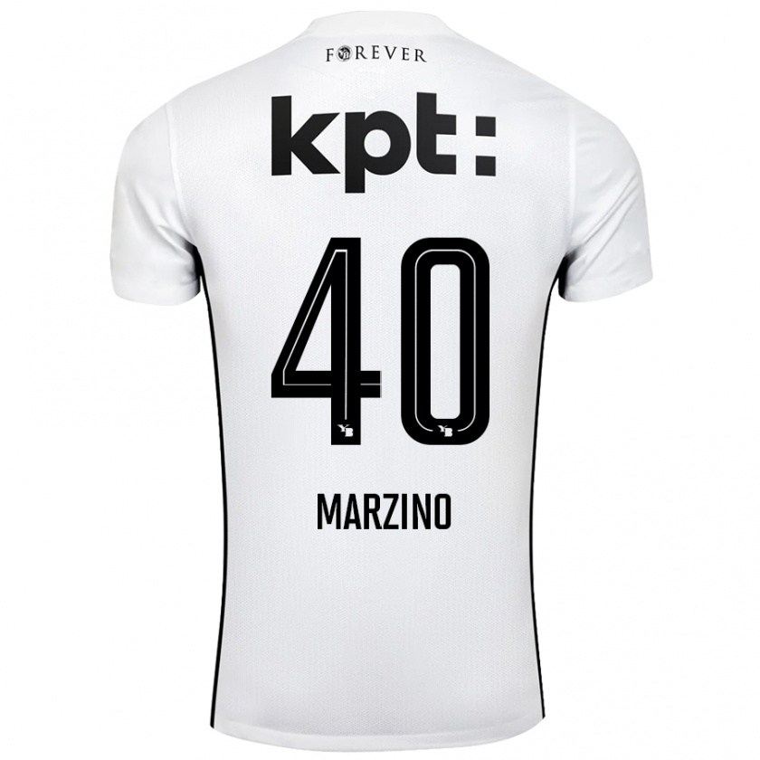 Kandiny Herren Dario Marzino #40 Weiß Schwarz Auswärtstrikot Trikot 2024/25 T-Shirt