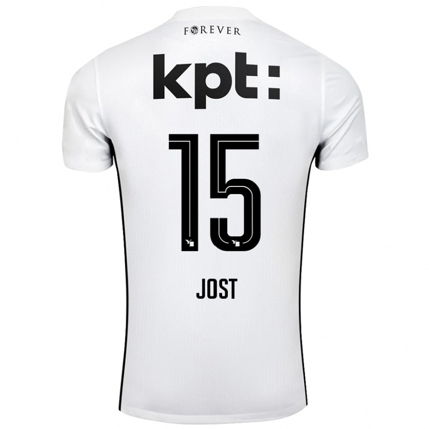 Kandiny Herren Tristan Jost #15 Weiß Schwarz Auswärtstrikot Trikot 2024/25 T-Shirt