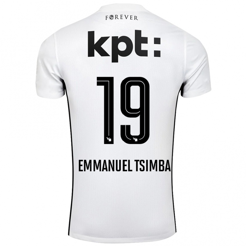 Kandiny Herren Felix Emmanuel Tsimba #19 Weiß Schwarz Auswärtstrikot Trikot 2024/25 T-Shirt