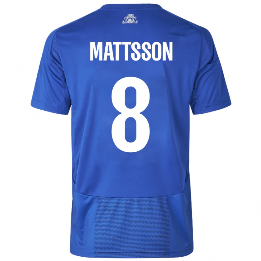 Kandiny Herren Magnus Mattsson #8 Weiß Blau Auswärtstrikot Trikot 2024/25 T-Shirt