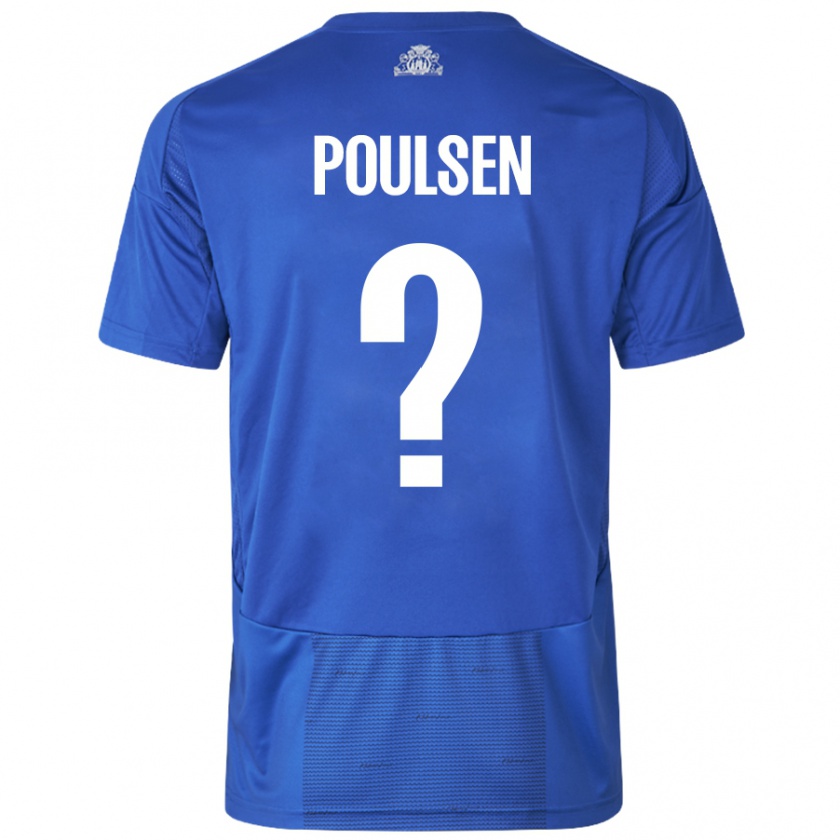 Kandiny Herren Xander Poulsen #0 Weiß Blau Auswärtstrikot Trikot 2024/25 T-Shirt