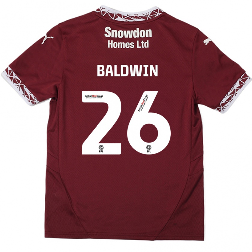 Kandiny Damen Jack Baldwin #26 Burgundrot Heimtrikot Trikot 2024/25 T-Shirt