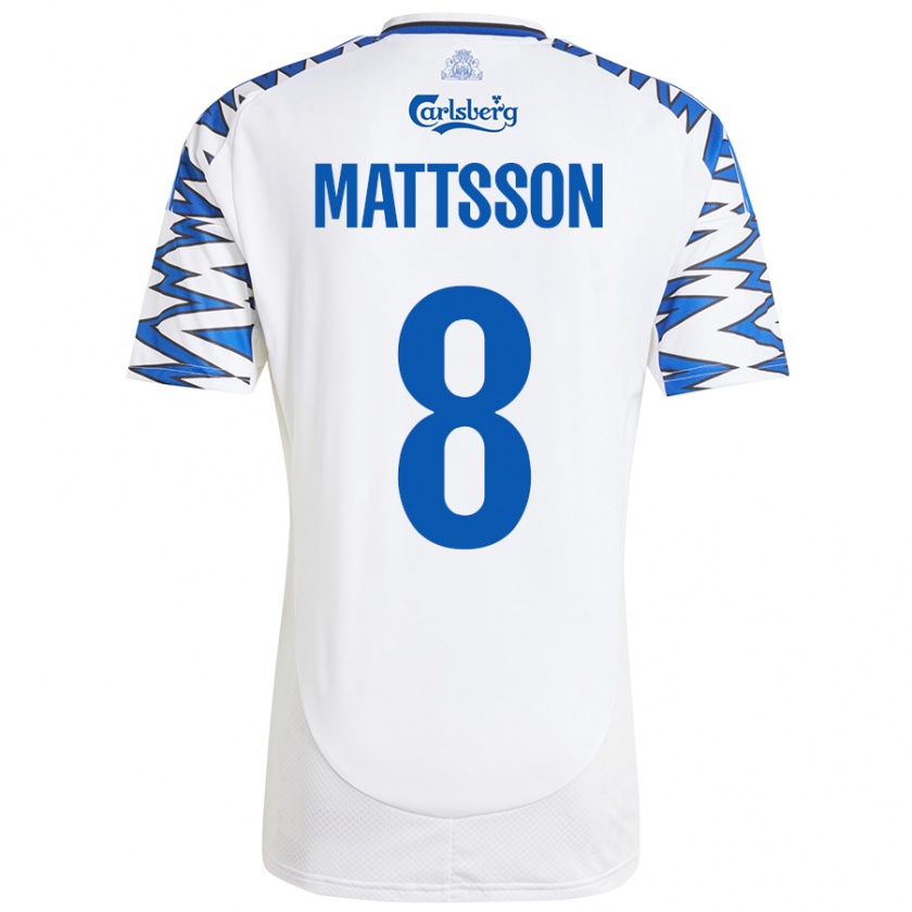 Kandiny Damen Magnus Mattsson #8 Weiß Himmelblau Heimtrikot Trikot 2024/25 T-Shirt