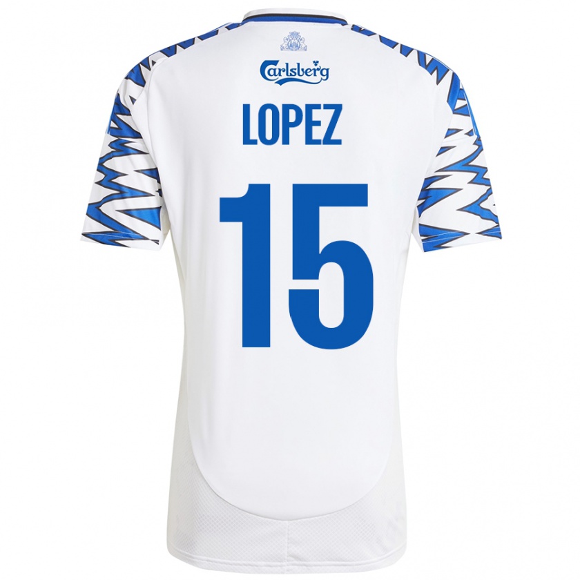 Kandiny Damen Marcos López #15 Weiß Himmelblau Heimtrikot Trikot 2024/25 T-Shirt