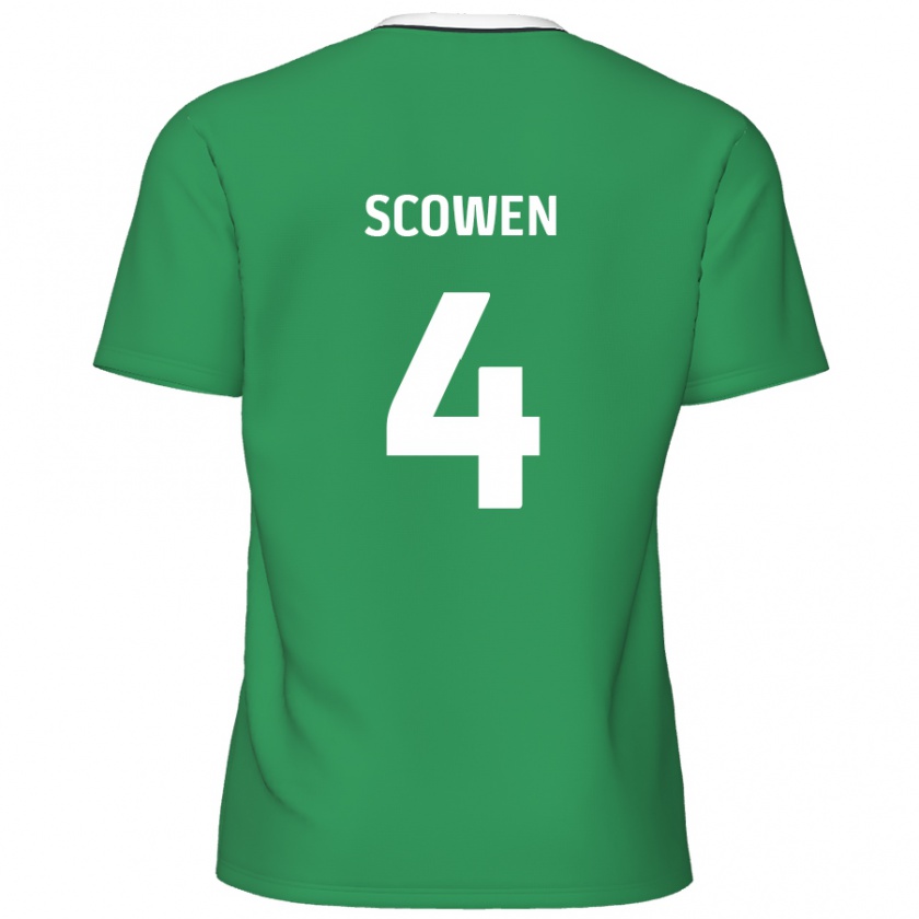 Kandiny Damen Josh Scowen #4 Grün Weiße Streifen Auswärtstrikot Trikot 2024/25 T-Shirt