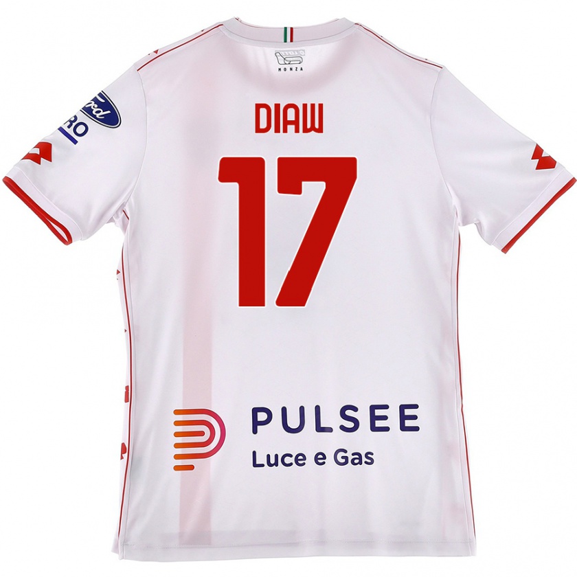 Kandiny Damen Davide Diaw #17 Weiß Rot Auswärtstrikot Trikot 2024/25 T-Shirt