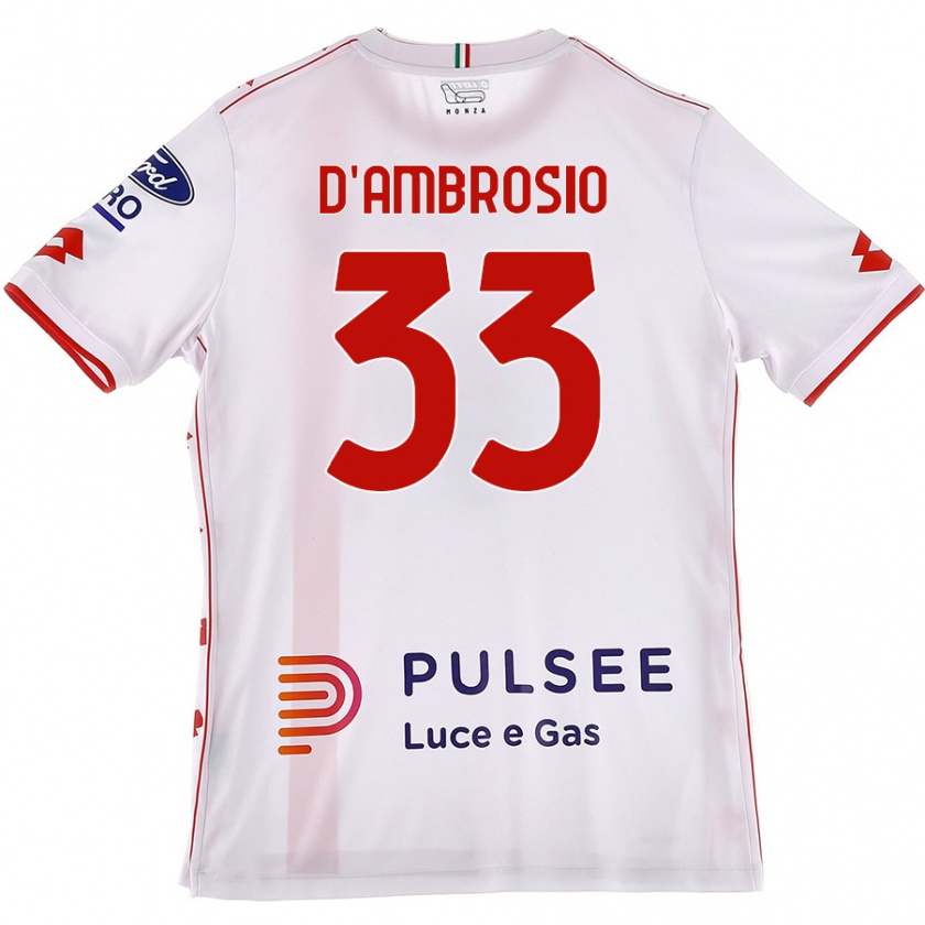 Kandiny Damen Danilo D'ambrosio #33 Weiß Rot Auswärtstrikot Trikot 2024/25 T-Shirt