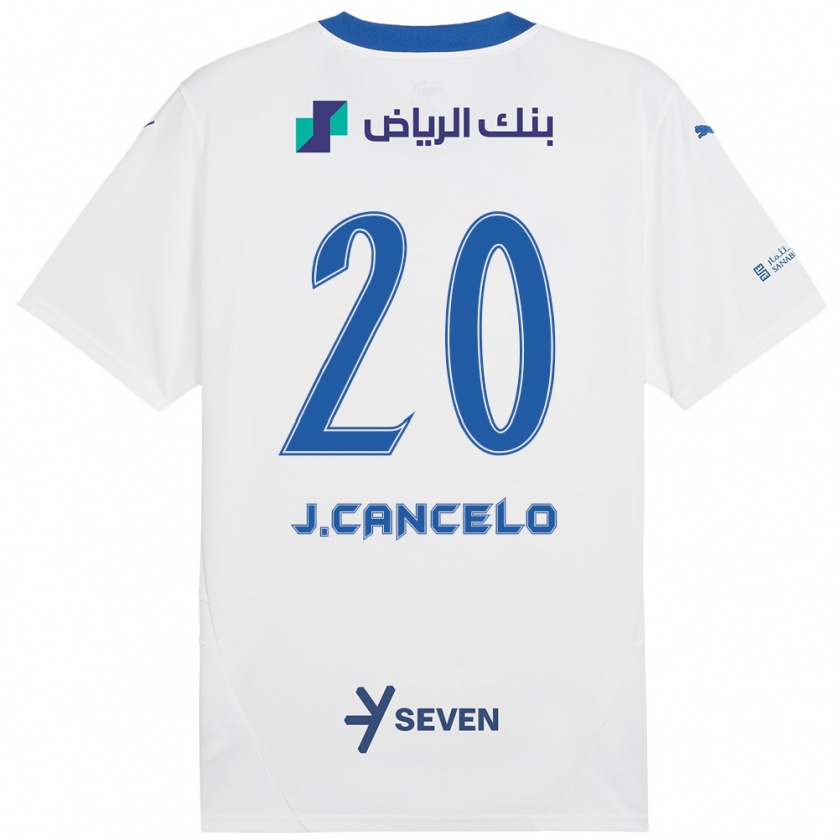 Kandiny Kinder João Cancelo #20 Weiß Blau Auswärtstrikot Trikot 2024/25 T-Shirt