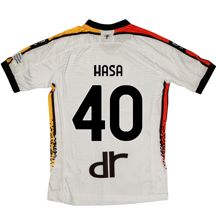 Kandiny Kinder Luis Hasa #40 Weiß Schwarz Auswärtstrikot Trikot 2024/25 T-Shirt