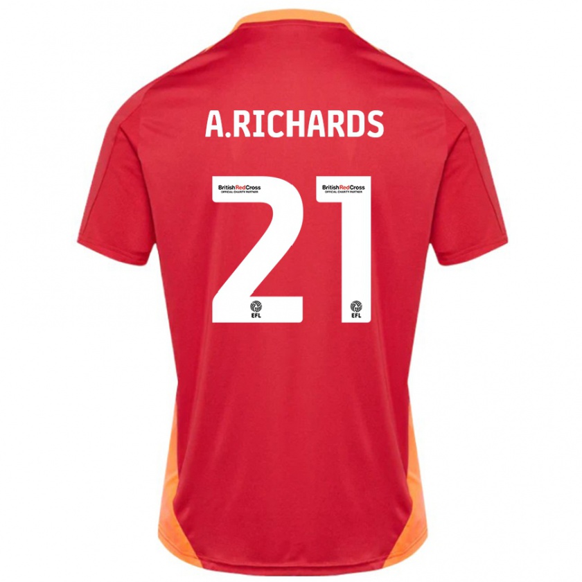 Kandiny Kinder Amani Richards #21 Blau Cremeweiß Auswärtstrikot Trikot 2024/25 T-Shirt