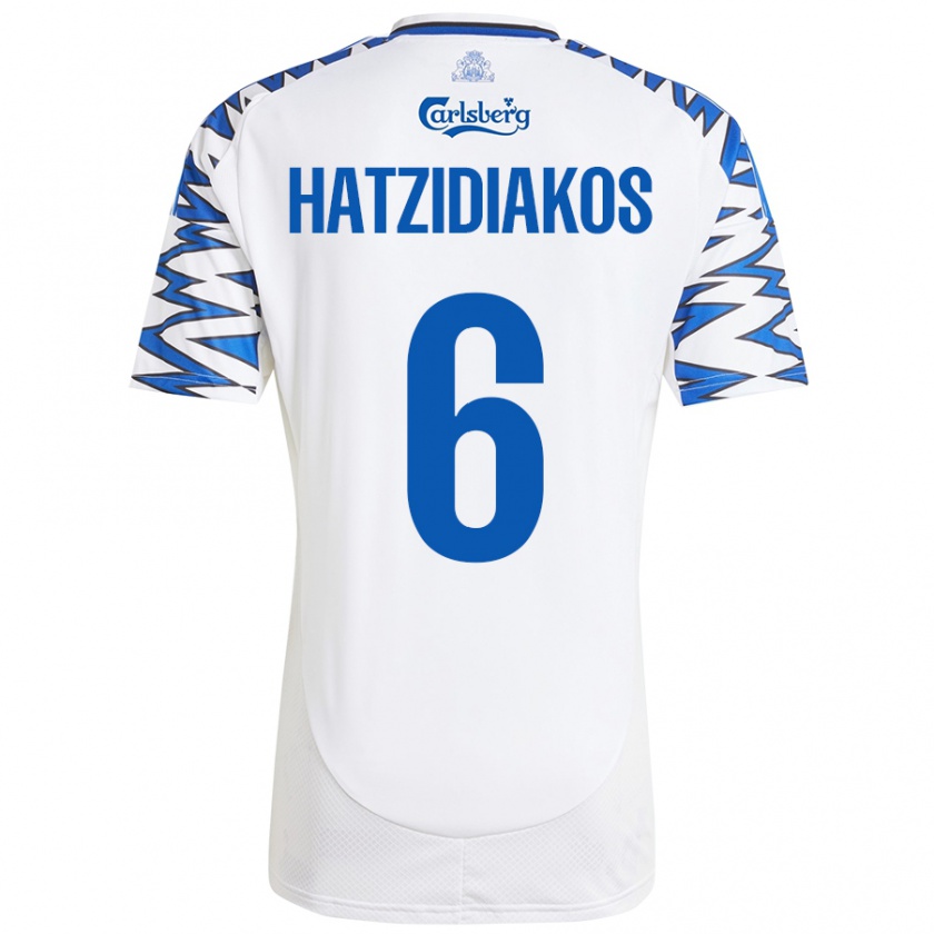 Kandiny Kinder Pantelis Hatzidiakos #6 Weiß Himmelblau Heimtrikot Trikot 2024/25 T-Shirt