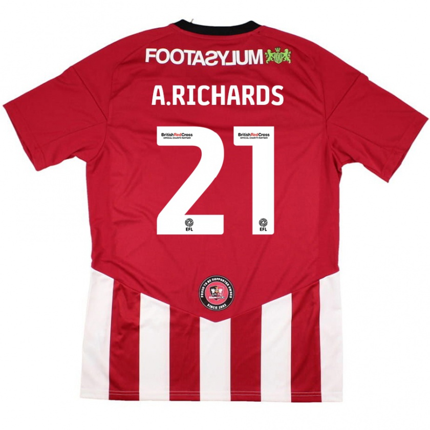 Kandiny Herren Amani Richards #21 Rot Weiß Heimtrikot Trikot 2024/25 T-Shirt