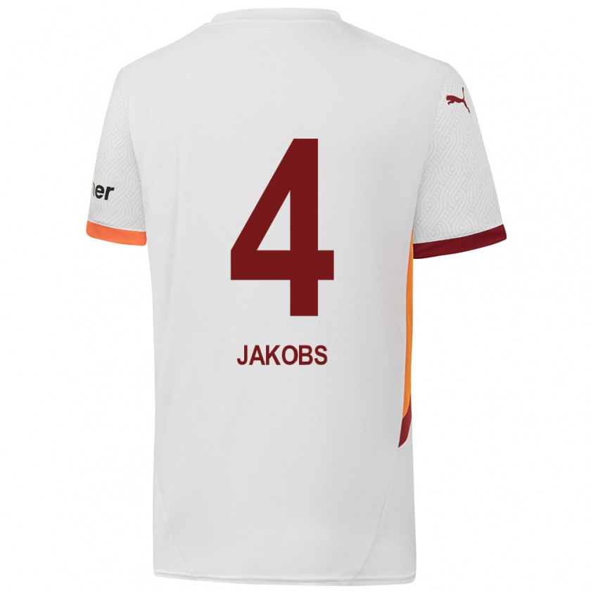 Kandiny Herren Ismail Jakobs #4 Weiß Gelb Rot Auswärtstrikot Trikot 2024/25 T-Shirt