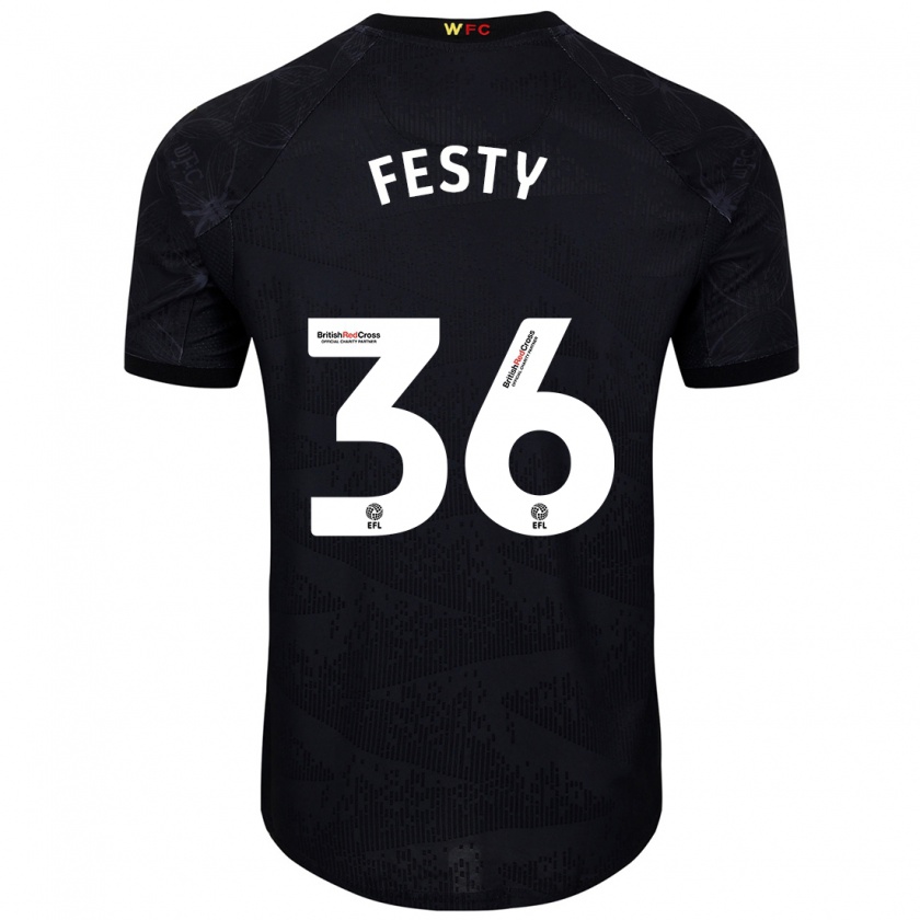 Kandiny Herren Festy Ebosele #36 Schwarz Weiß Auswärtstrikot Trikot 2024/25 T-Shirt