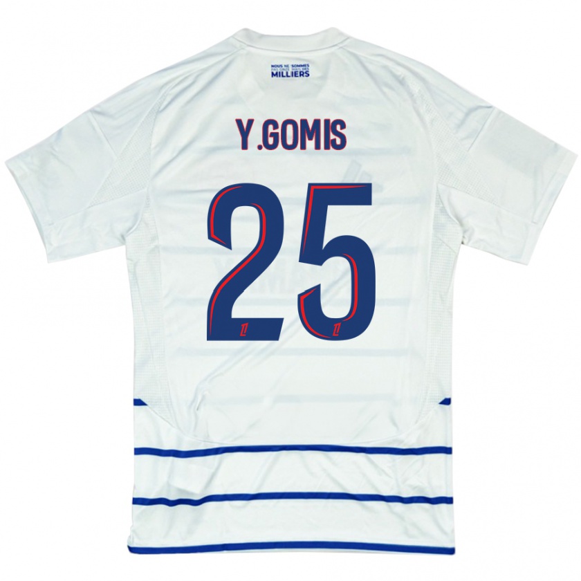 Kandiny Herren Yoni Gomis #25 Weiß Blau Auswärtstrikot Trikot 2024/25 T-Shirt