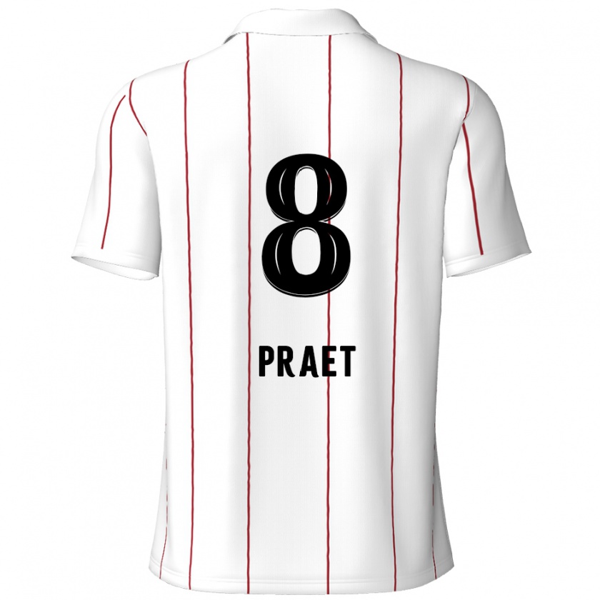 Kandiny Damen Dennis Praet #8 Weiß Schwarz Auswärtstrikot Trikot 2024/25 T-Shirt