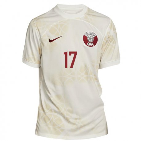 Kandiny Herren Katarische Abdelrahman Fahmi Moustafa #17 Goldbeige Auswärtstrikot Trikot 22-24 T-shirt