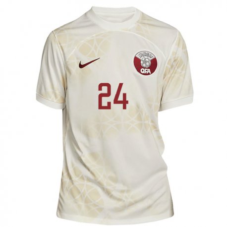 Kandiny Herren Katarische Naif Abdulraheem Al Hadhrami #24 Goldbeige Auswärtstrikot Trikot 22-24 T-shirt