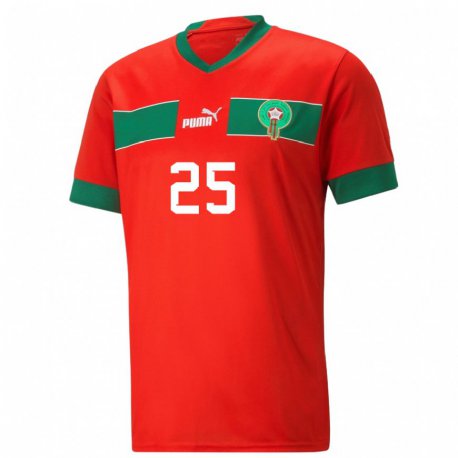 Kandiny Kinder Marokkanische Oussama Zemraoui #25 Rot Heimtrikot Trikot 22-24 T-shirt